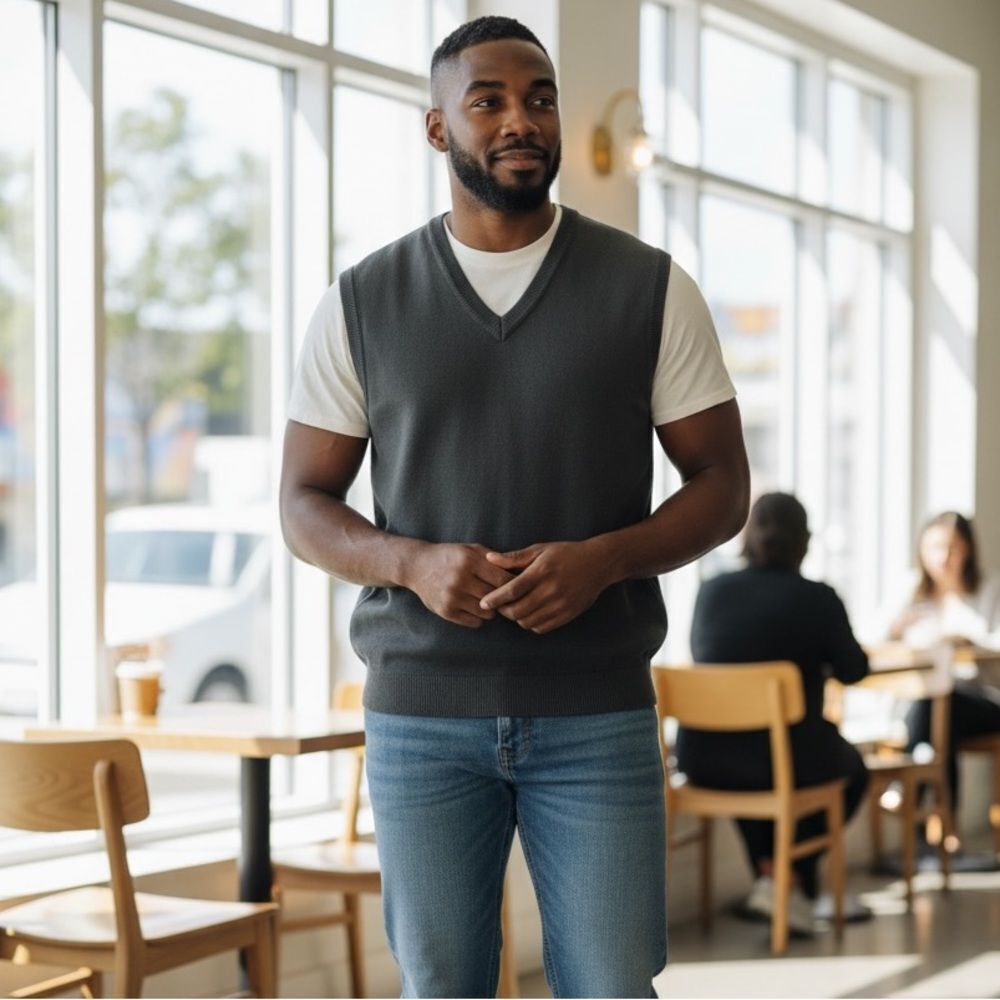 NWOT Cobmex Men's Black C Neck Sweater Vest - Size 3XL